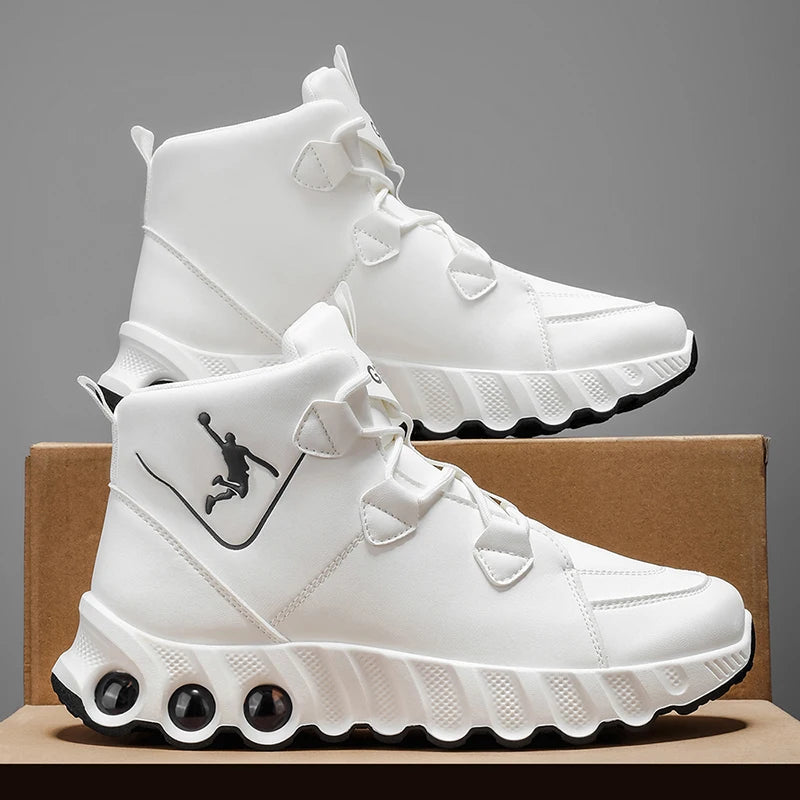 One pair of simple and fashionable mid-top basketball shoes. Thickened, soft, shock-absorbing, wear-resistant